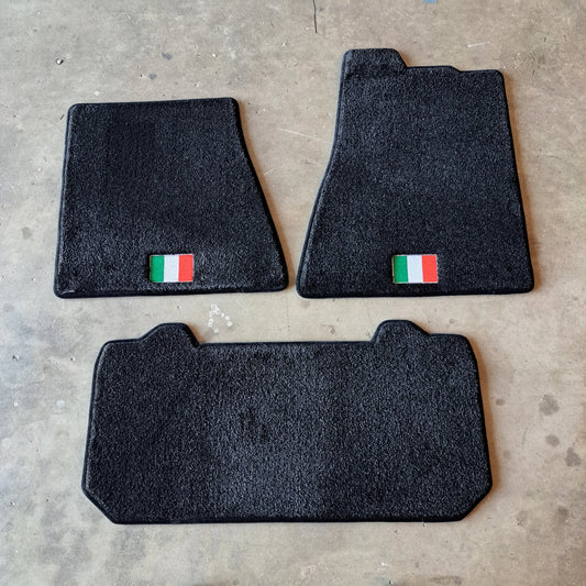 NEW ALFA 4C FLOOR MATS BY LLOYD MATS - BLACK WITH BLACK PIPING